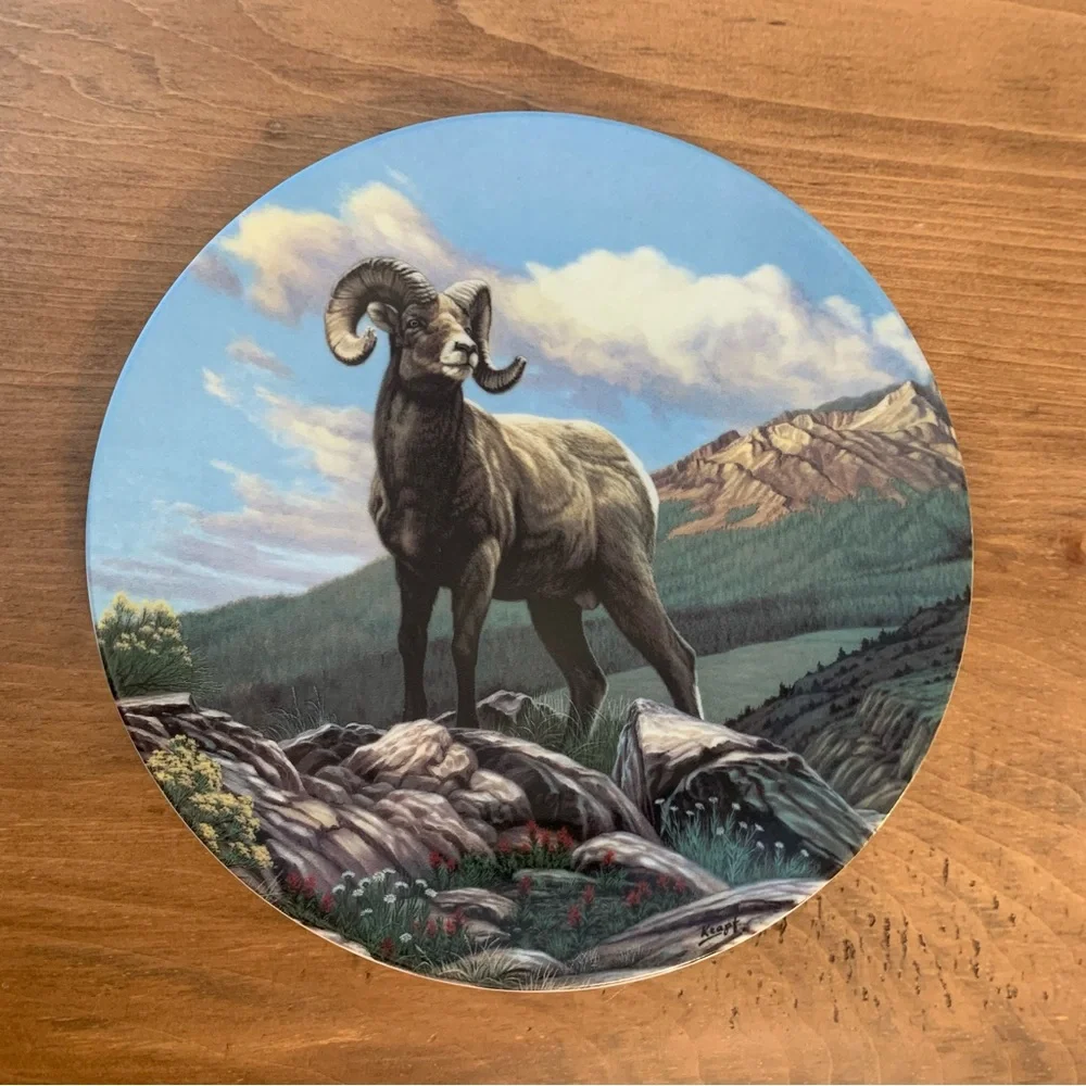 The Big Horn Sheep Decorative Plate by Paul Krapf from Dominion China Ltd.